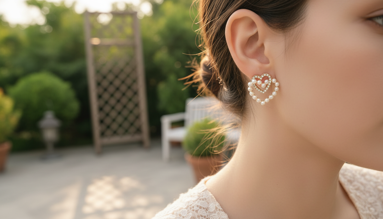 Golden Love Duo Pearl Earrings