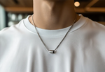Silver Steel Urban Pendant Necklace