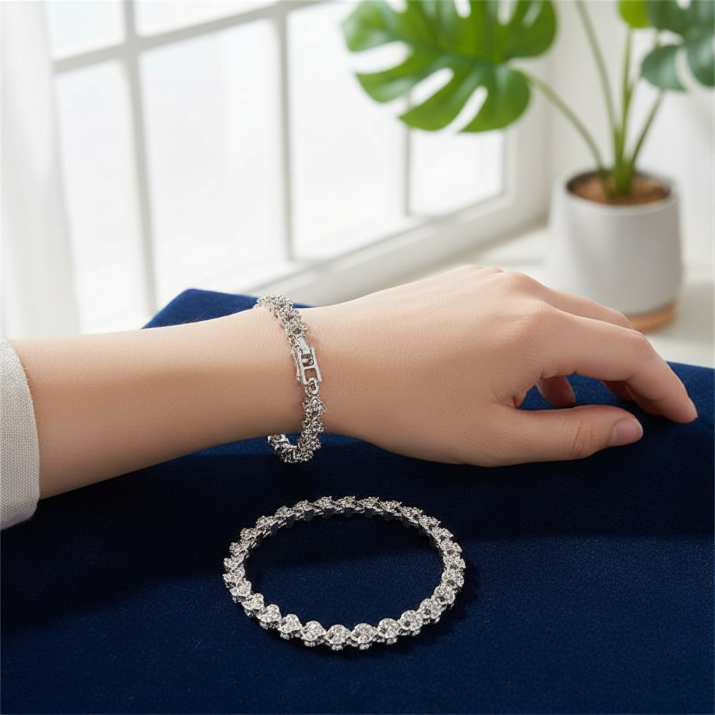 Sparkling Silver Zircon Bracelet