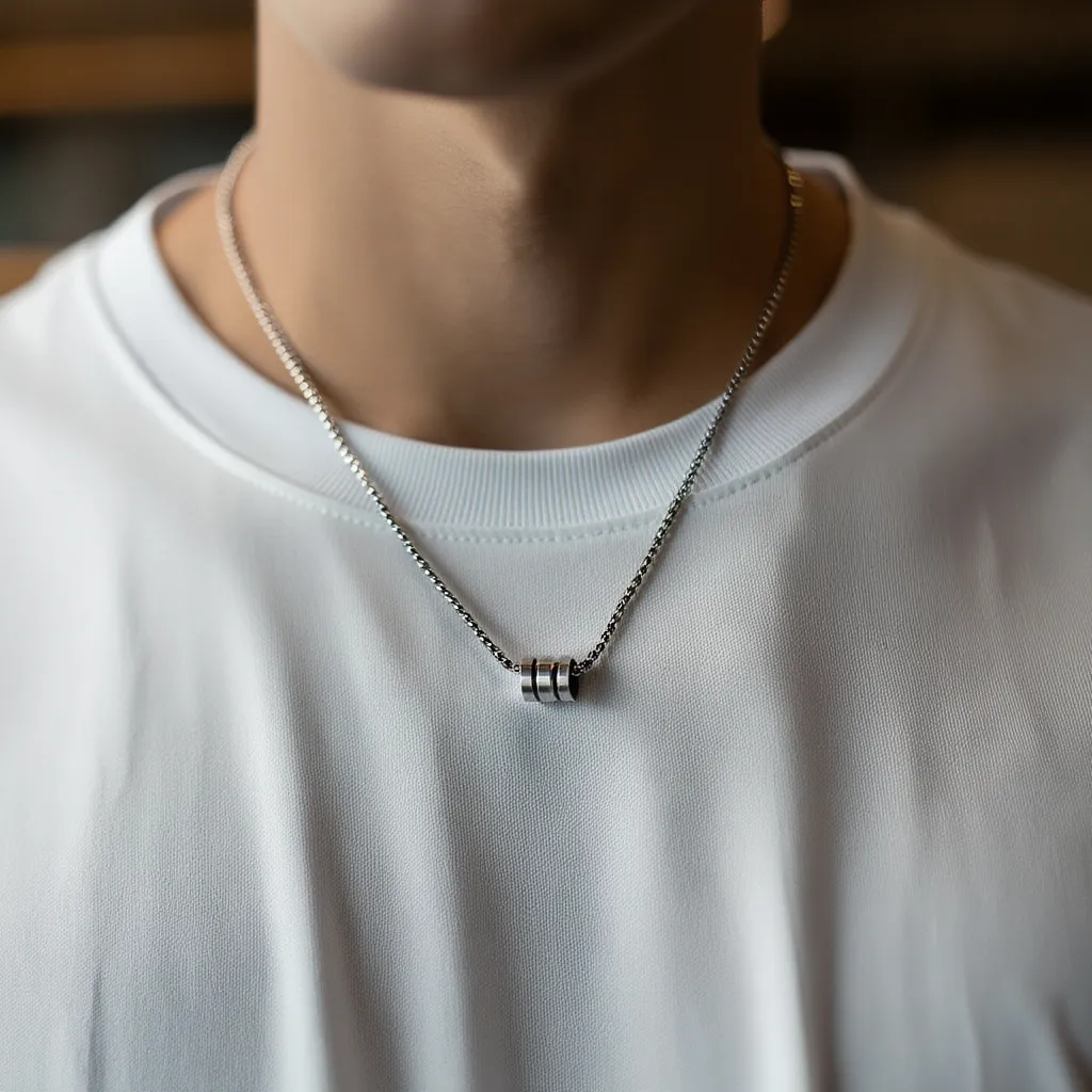 Silver Steel Urban Pendant Necklace