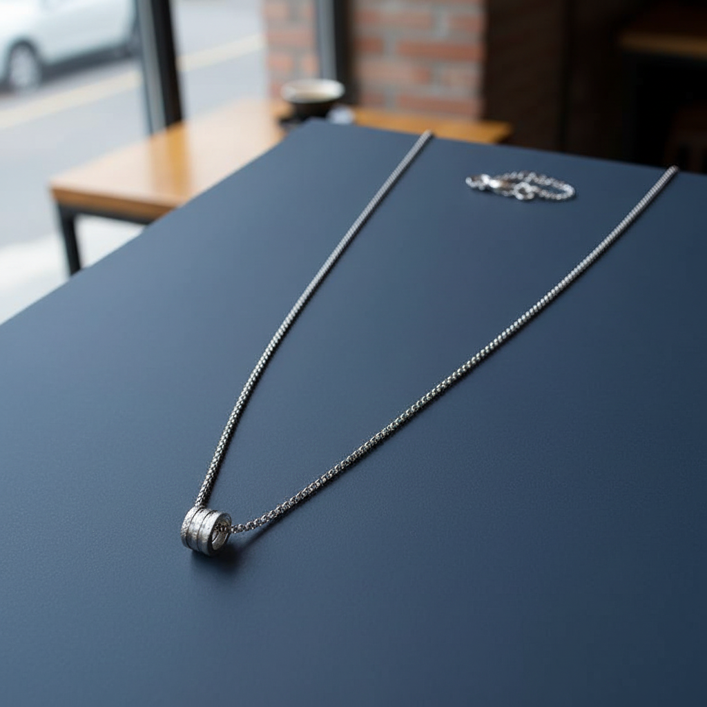 Silver Steel Urban Pendant Necklace