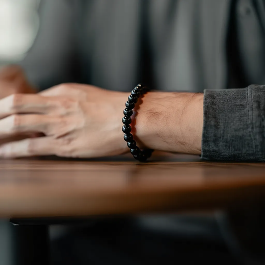 Obsidian Elegance Stretch Bracelet