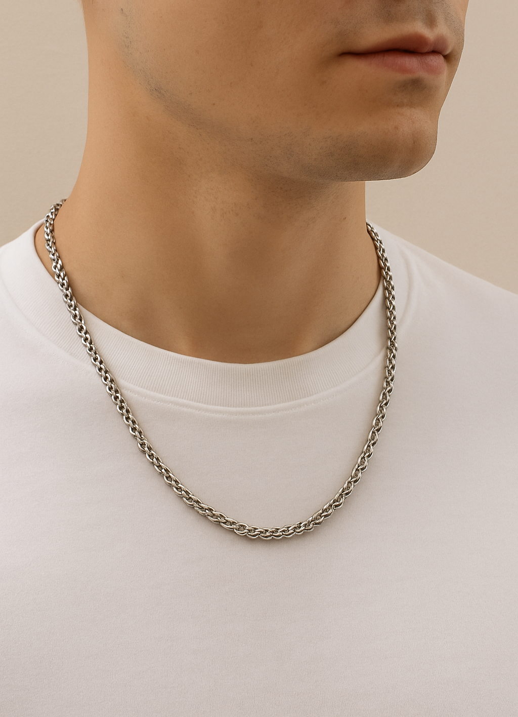 Silver Rock Link Necklace