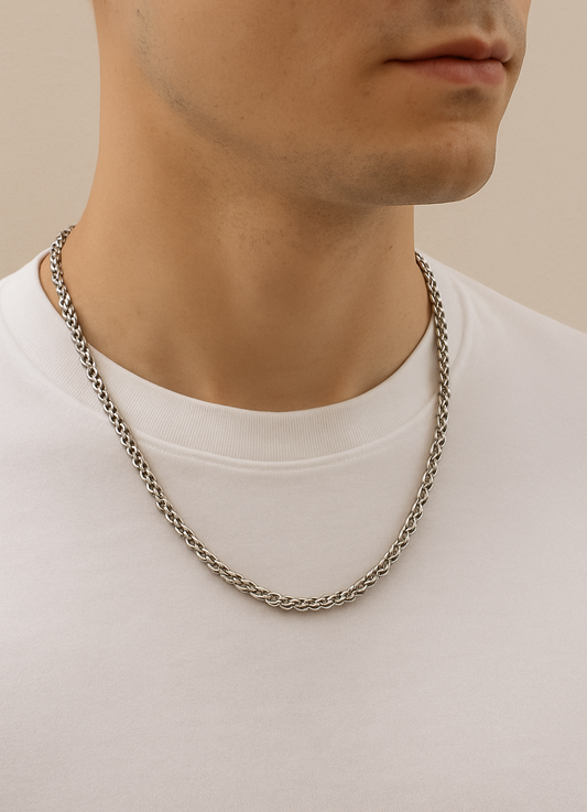 Silver Rock Link Necklace